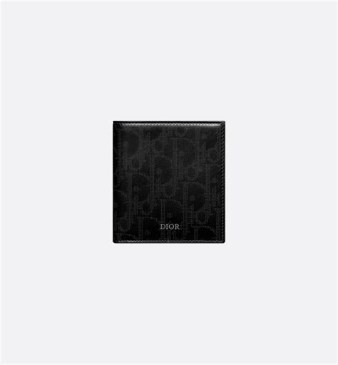 Bifold Wallet Black Dior Oblique Galaxy Leather 